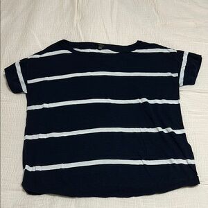 Talbots Navy and White Striped Short Sleeve Tee
